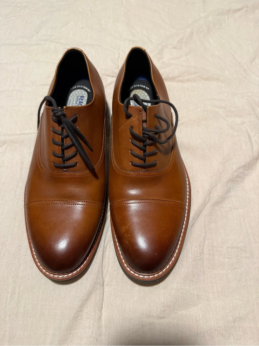 Kenneth Cole -flex system- Classic Brown Leather Cap-Toe Derby for Men size 11